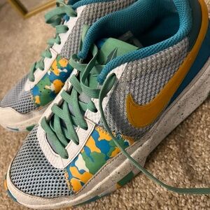 Nike Blue and Yellow Sneakers Breathable Mesh Low-Top